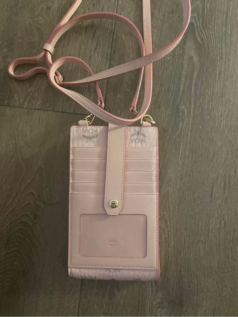 MCM Soft Pink Monogram Crossbody Phone Pouch - Picture 2 of 2